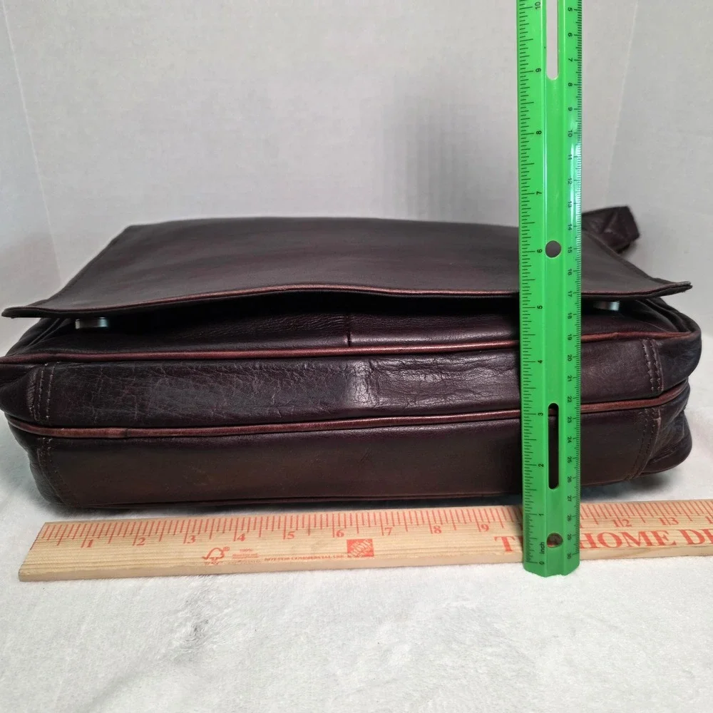 Piel Leather Messenger Bag Dark Brown Crossbody Flap Laptop Bag Made in Colombia